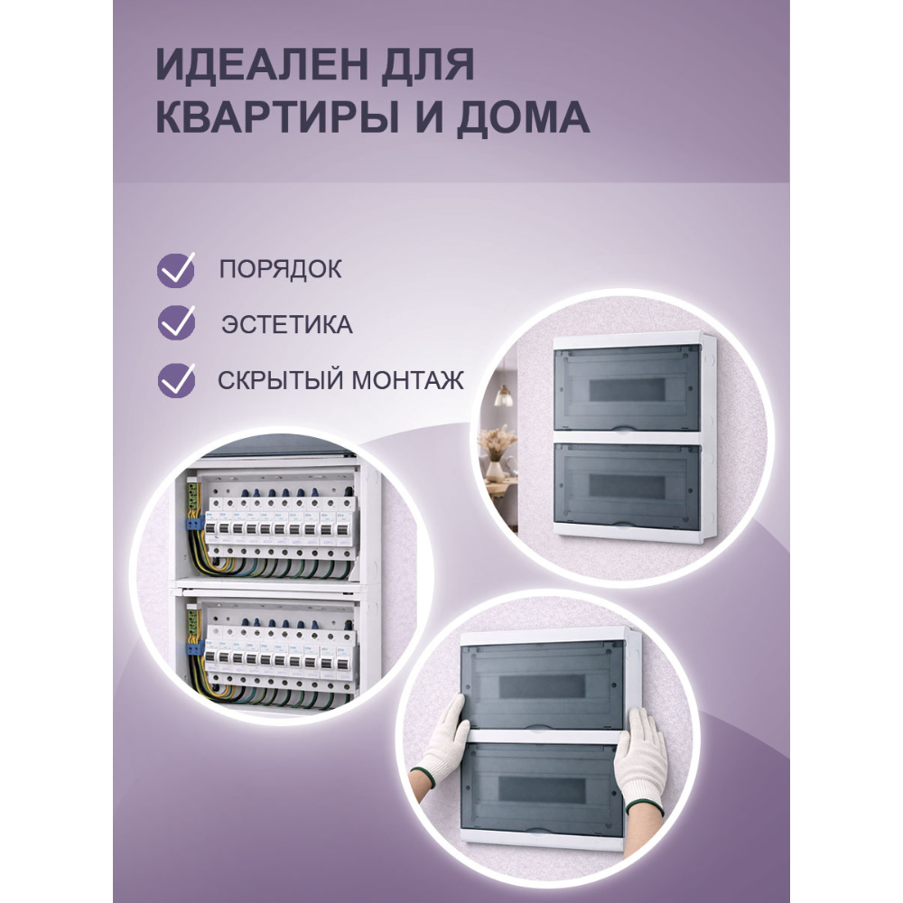 Встраиваемый электрический щиток крупным планом